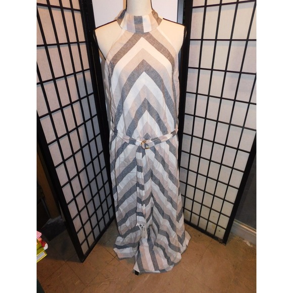 NEW Womens Venus Striped Linen Dress Size 16 - Picture 1 of 8